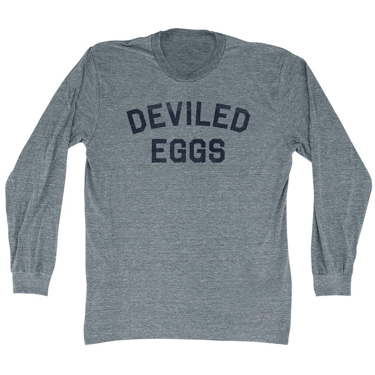 Deviled Eggs Adult Tri-Blend Long Sleeve T-shirt - Athletic Grey