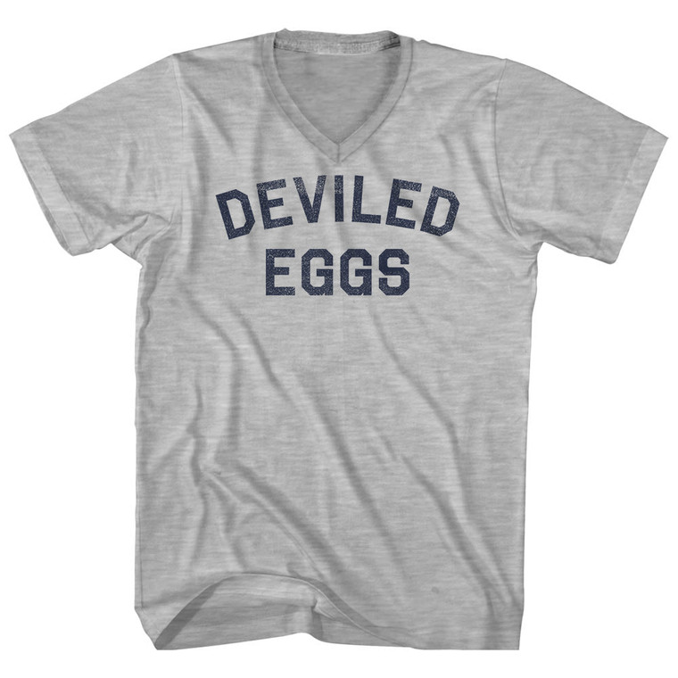 Deviled Eggs Adult Cotton V-neck T-shirt - Grey Heather