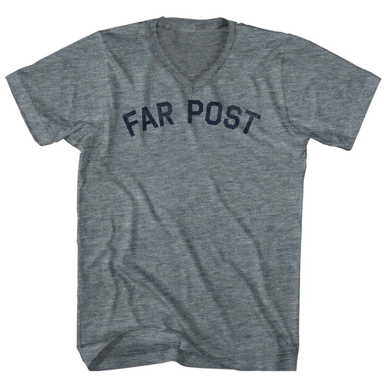 Far Post Tri-Blend V-neck Womens Junior Cut T-shirt - Athletic Grey