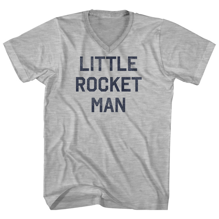 Little Rocket Man Adult Cotton V-neck T-shirt - Grey Heather