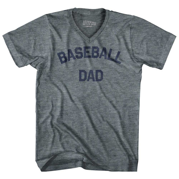 Baseball Dad Tri-Blend V-neck Womens Junior Cut T-shirt - Athletic Grey