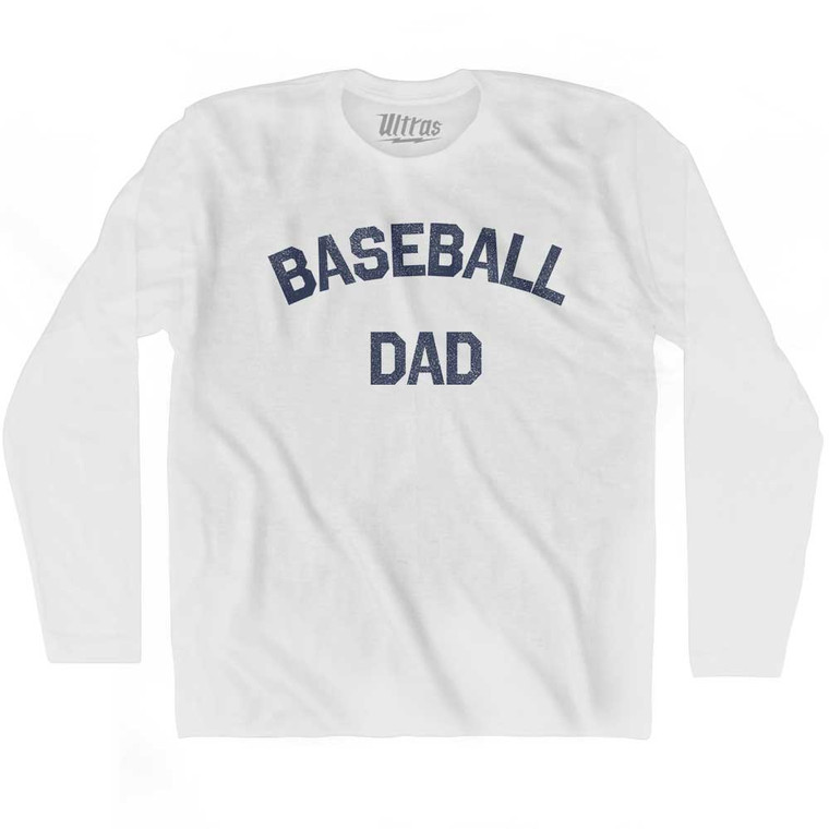 Baseball Dad Adult Cotton Long Sleeve T-shirt - White