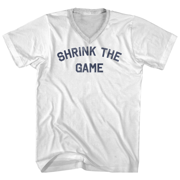 Shrink the Game Adult Cotton V-neck T-shirt - White