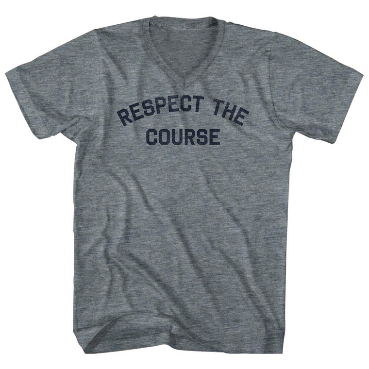 Respect The Course Tri-Blend V-neck Womens Junior Cut T-shirt - Athletic Grey