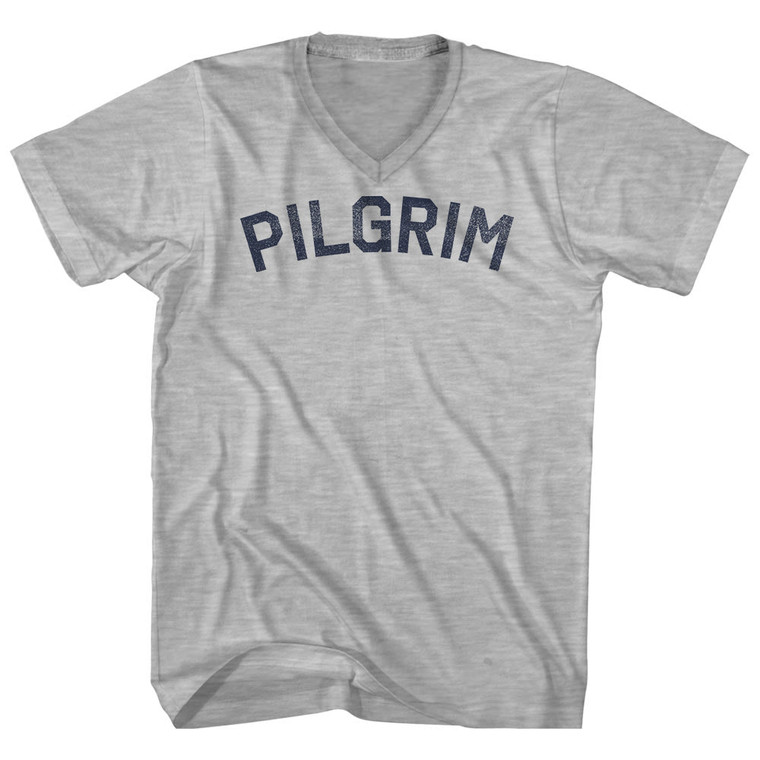 Pilgrim Adult Cotton V-neck T-shirt - Grey Heather
