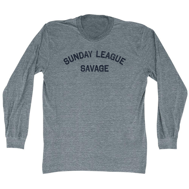 Sunday League Savage Adult Tri-Blend Long Sleeve T-shirt - Athletic Grey