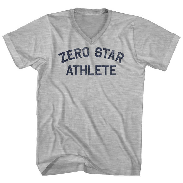 Zero Star Athlete Adult Cotton V-neck T-shirt - Grey Heather