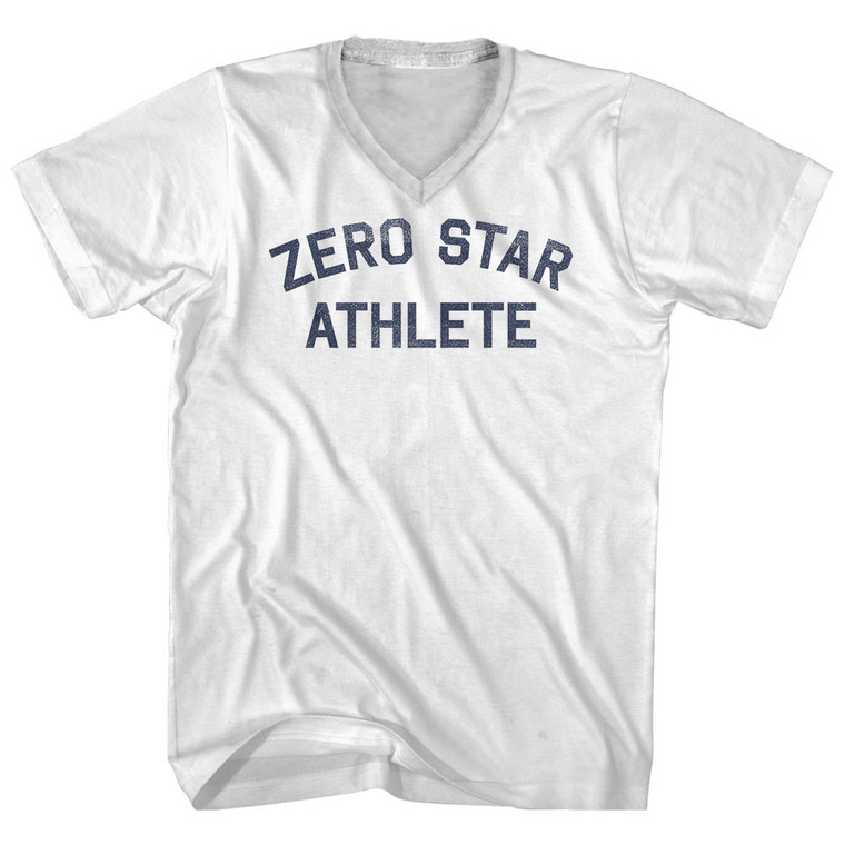Zero Star Athlete Adult Cotton V-neck T-shirt - White