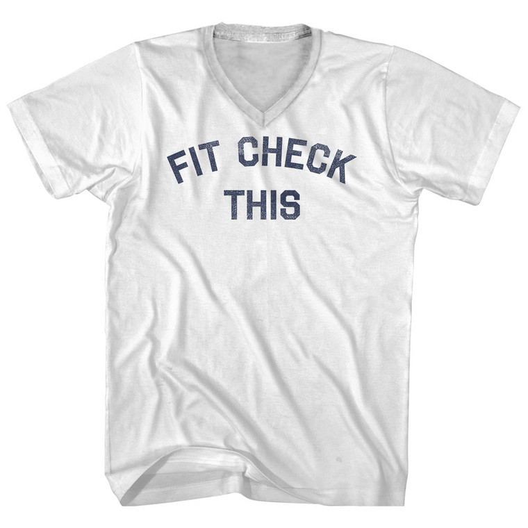 Fit Check This Adult Cotton V-neck T-shirt - White