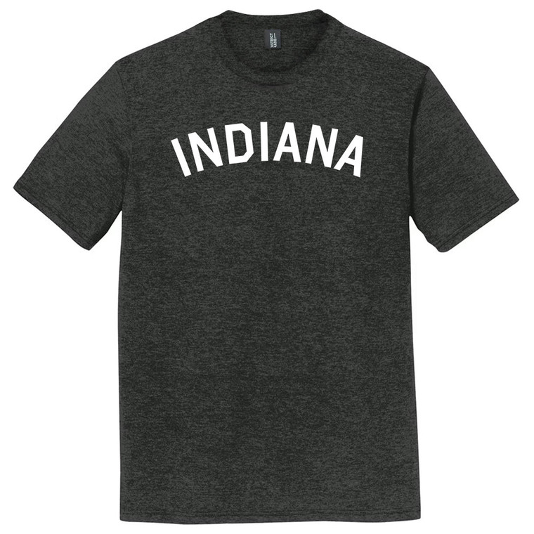 Indiana State Text White Font Mens Tri-Blend DTG T-shirt - Black Heather