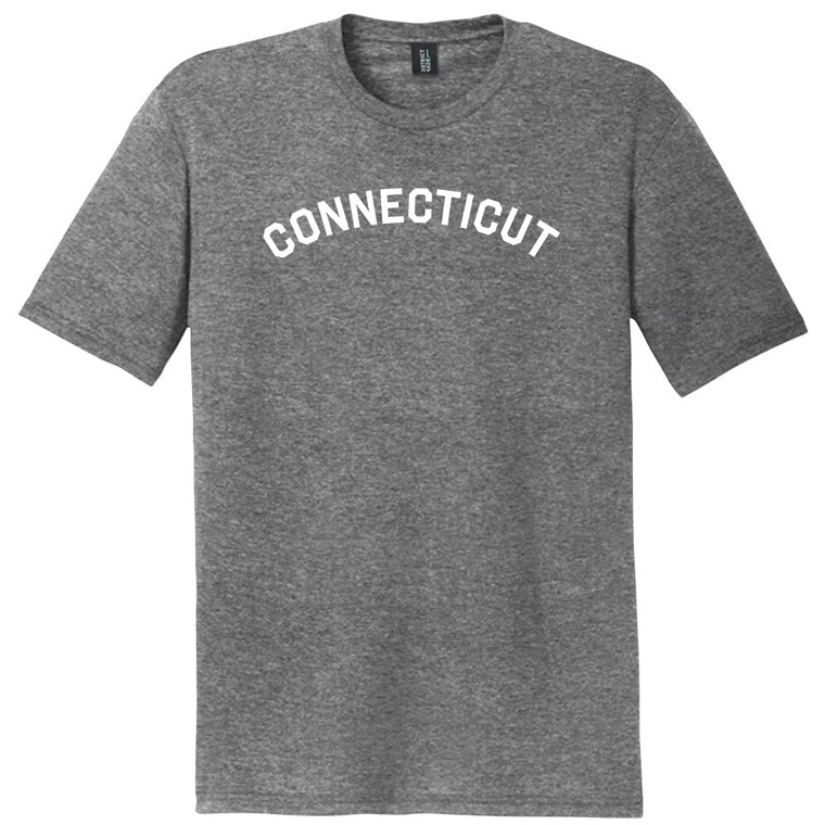 Connecticut State Text White Font Mens Tri-Blend DTG T-shirt - Grey Heather