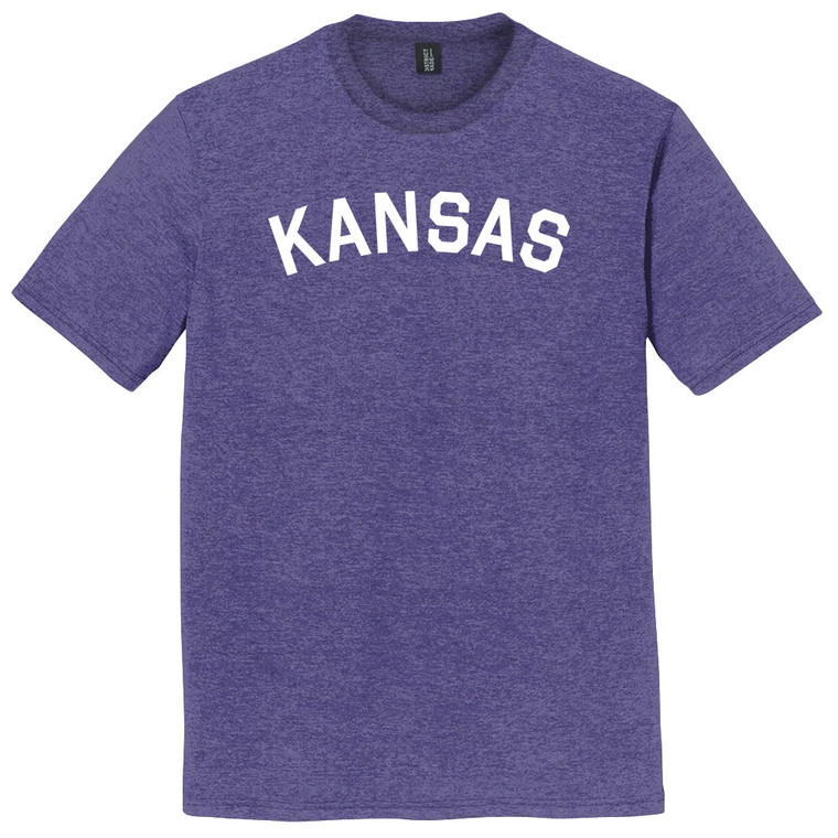 Kansas State Text White Font Mens Tri-Blend DTG T-shirt - Purple Heather