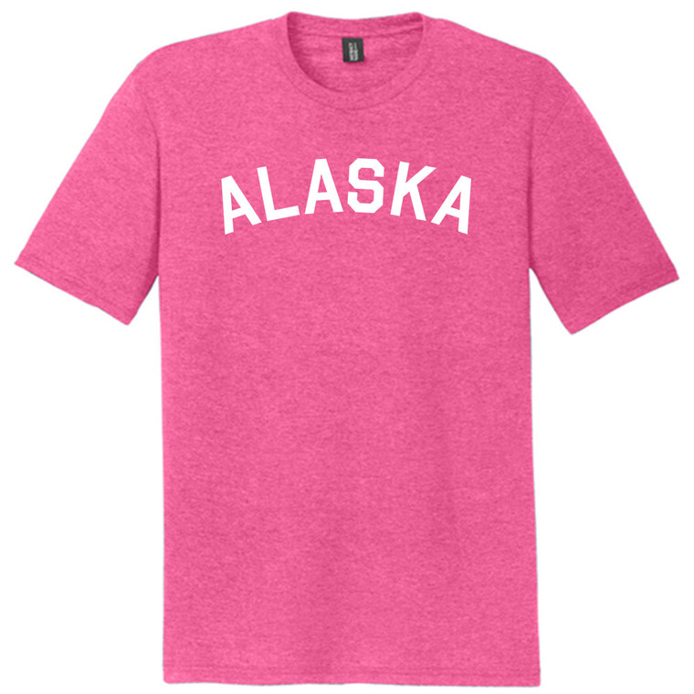 Alaska State Text White Font Mens Tri-Blend DTG T-shirt - Fuchsia Heather