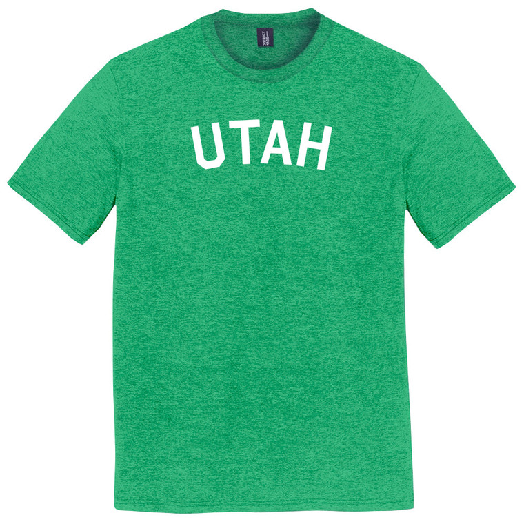 Utah State Text White Font Mens Tri-Blend DTG T-shirt - Green Kelly