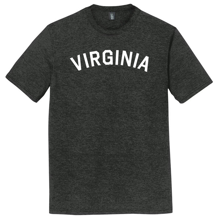 Virginia State Text White Font Mens Tri-Blend DTG T-shirt - Black Heather