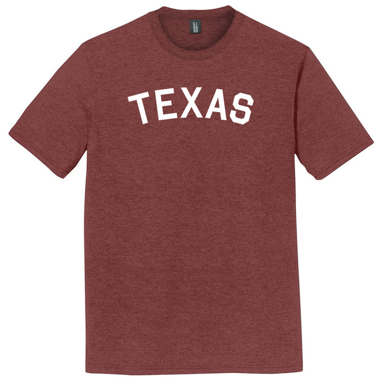 Texas State Text White Font Mens Tri-Blend DTG T-shirt - Maroon Heather