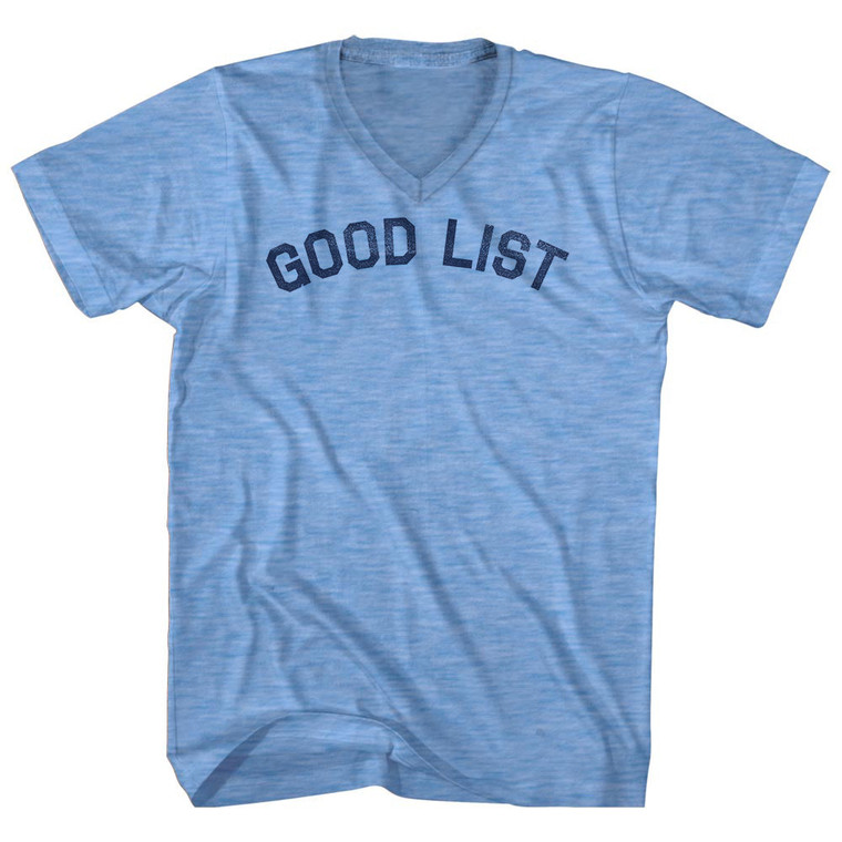 Good List Adult Tri-Blend V-neck T-shirt - Athletic Blue