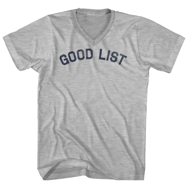 Good List Adult Cotton V-neck T-shirt - Grey Heather