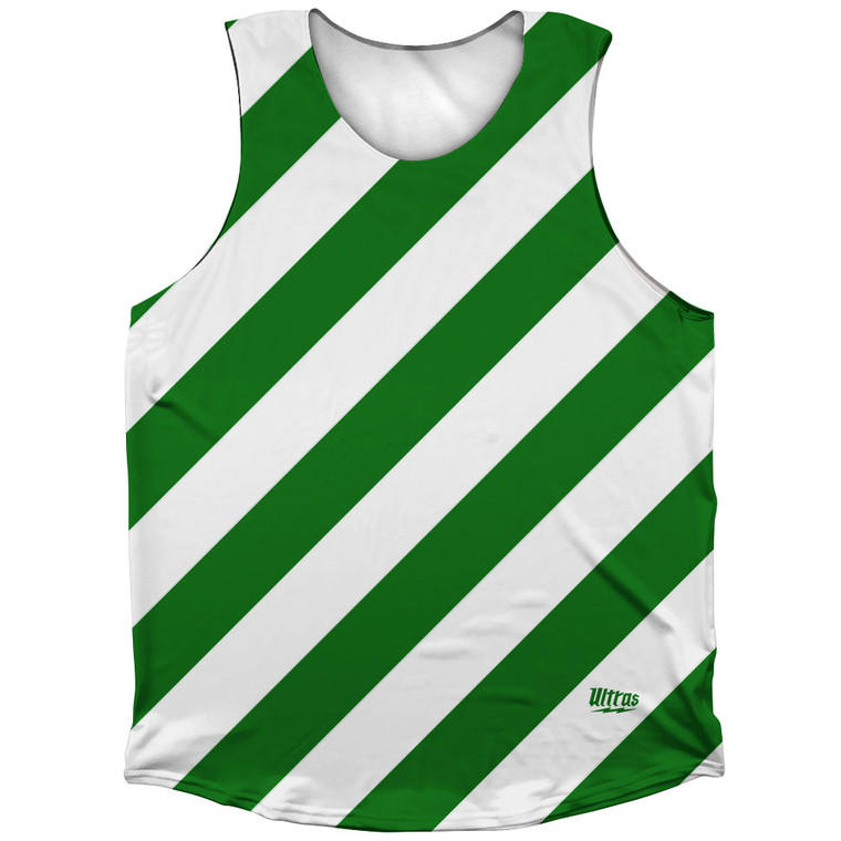 Candy Cane Design Athletic Tank Top - Green Kelly and White