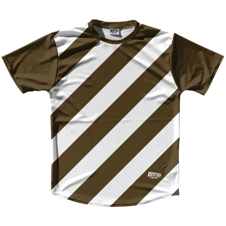 Candy Cane Design Running Shirt Track Cross Made In USA - Brown Dark and White