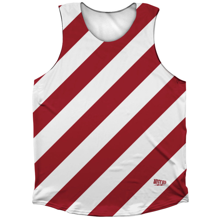 Candy Cane Design Athletic Tank Top - Red Cardinal and White