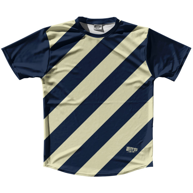 Candy Cane Design Running Shirt Track Cross Made In USA - Blue Navy and Vegas Gold