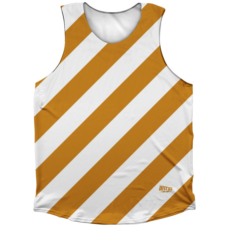 Candy Cane Design Athletic Tank Top - Orange Burnt and White