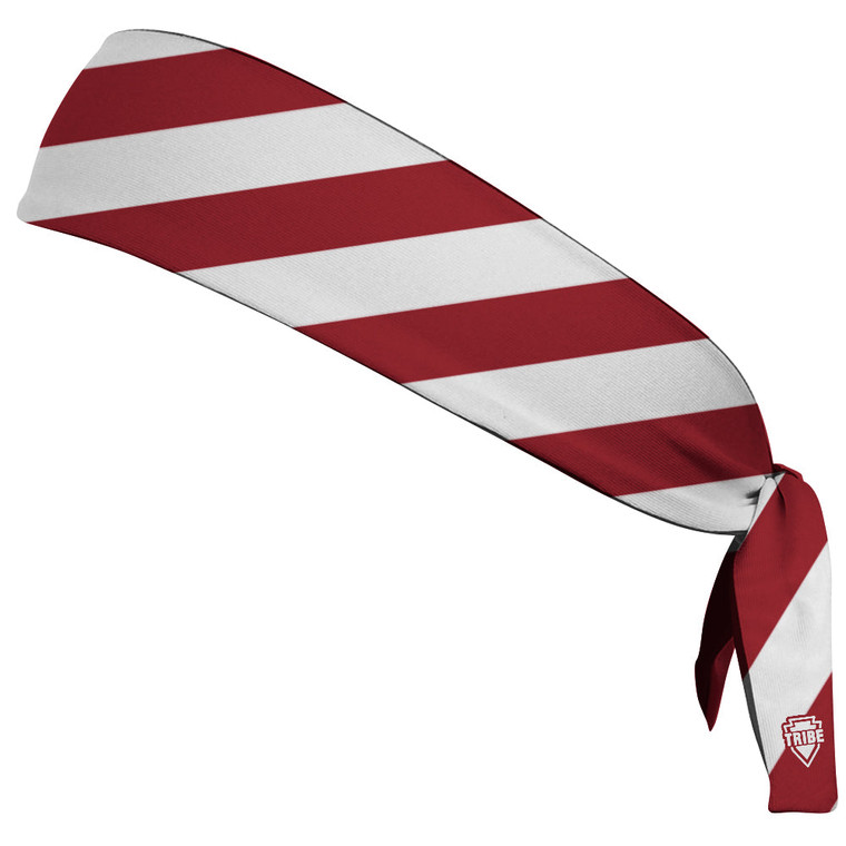 Candy Cane Design Headband Made In USA - Red Cardinal and White