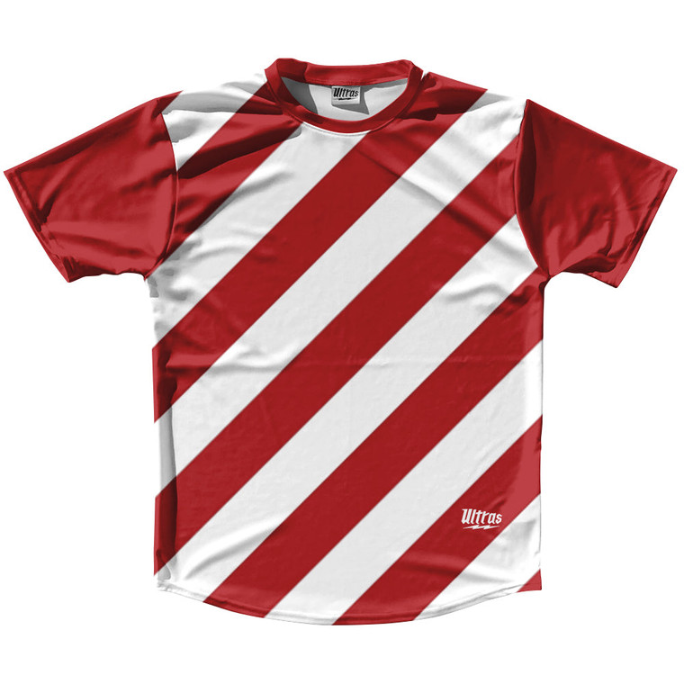 Candy Cane Design Running Shirt Track Cross Made In USA - Red and White