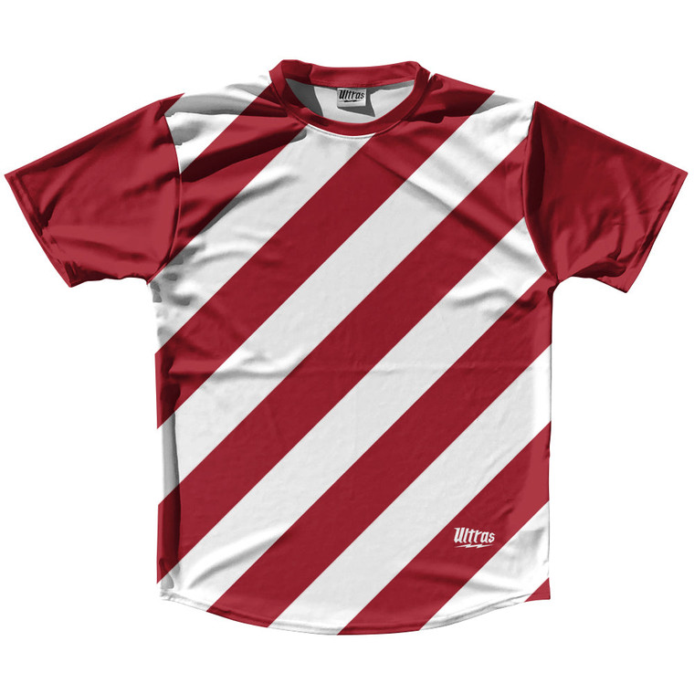 Candy Cane Design Running Shirt Track Cross Made In USA - Red Cardinal and White