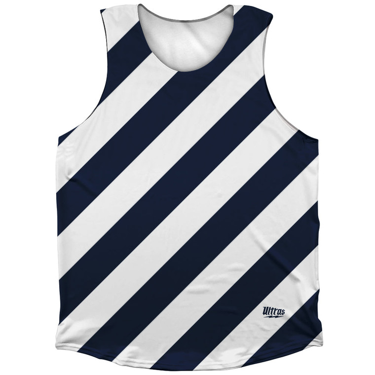 Candy Cane Design Athletic Tank Top - Blue Navy and White