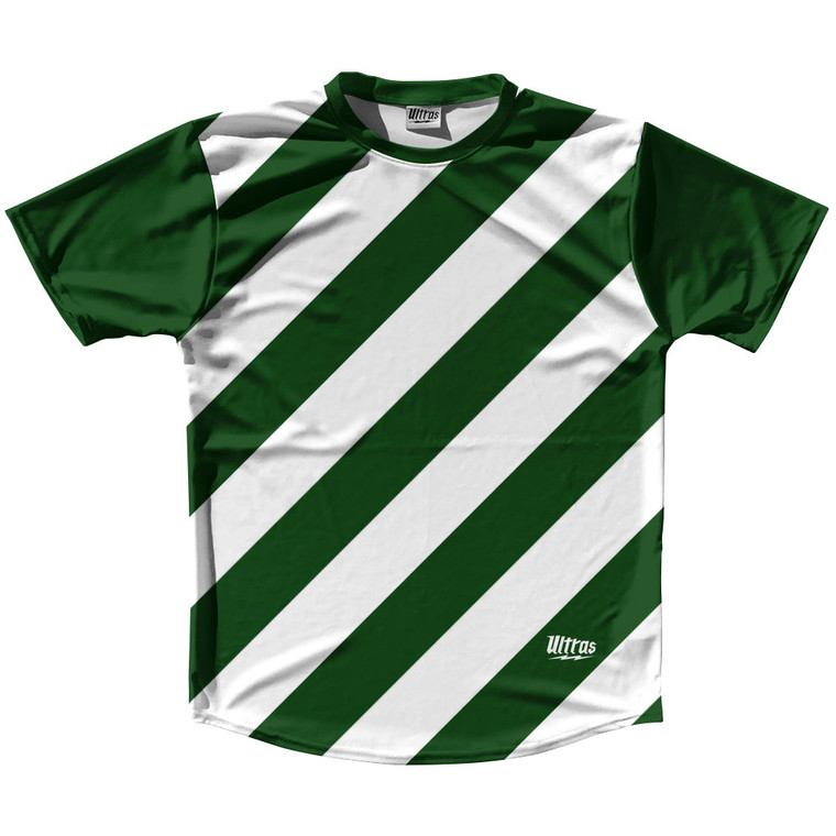 Candy Cane Design Running Shirt Track Cross Made In USA - Green Forest and White