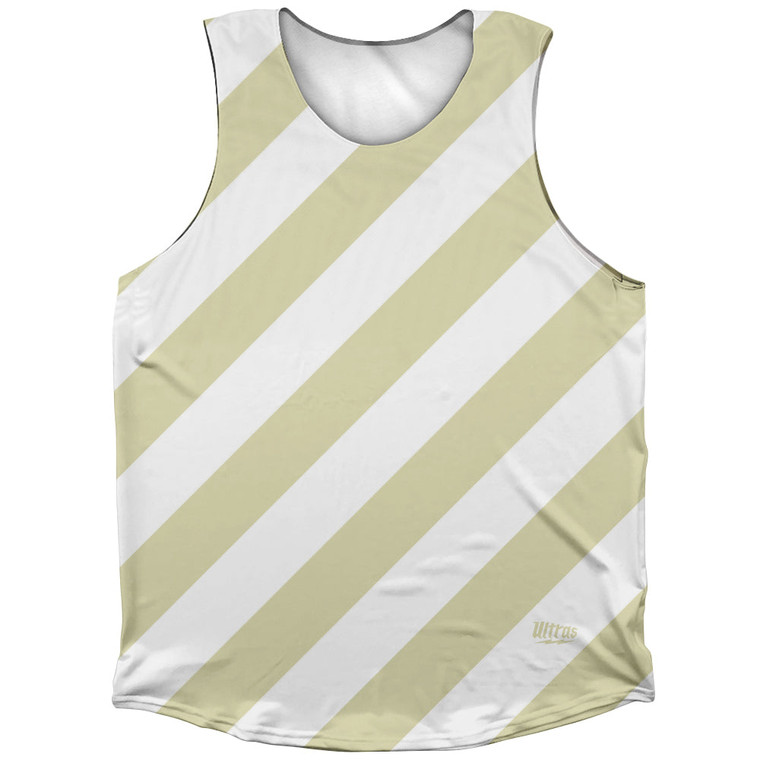 Candy Cane Design Athletic Tank Top - Vegas Gold and White