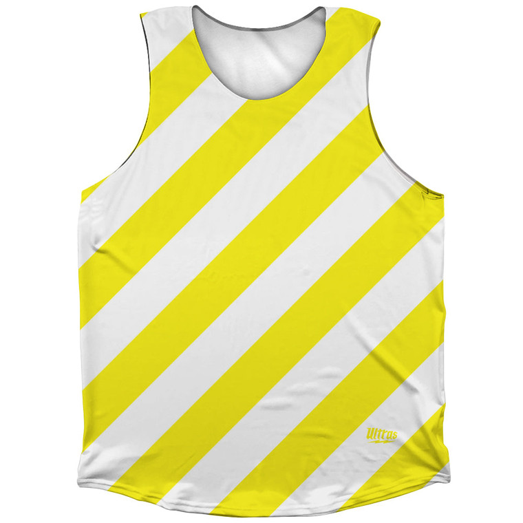 Candy Cane Design Athletic Tank Top - Yellow Bright and White