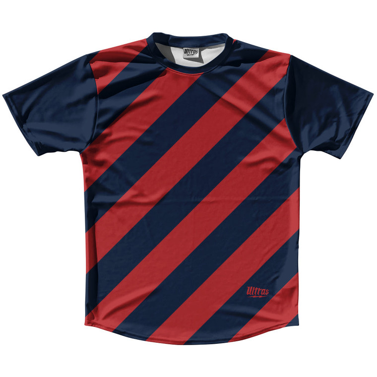 Candy Cane Design Running Shirt Track Cross Made In USA - Blue Navy and Red Dark