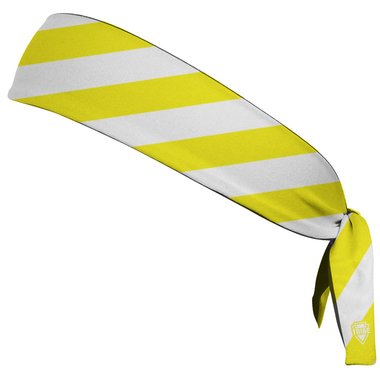 Candy Cane Design Headband Made In USA - Yellow Bright and White