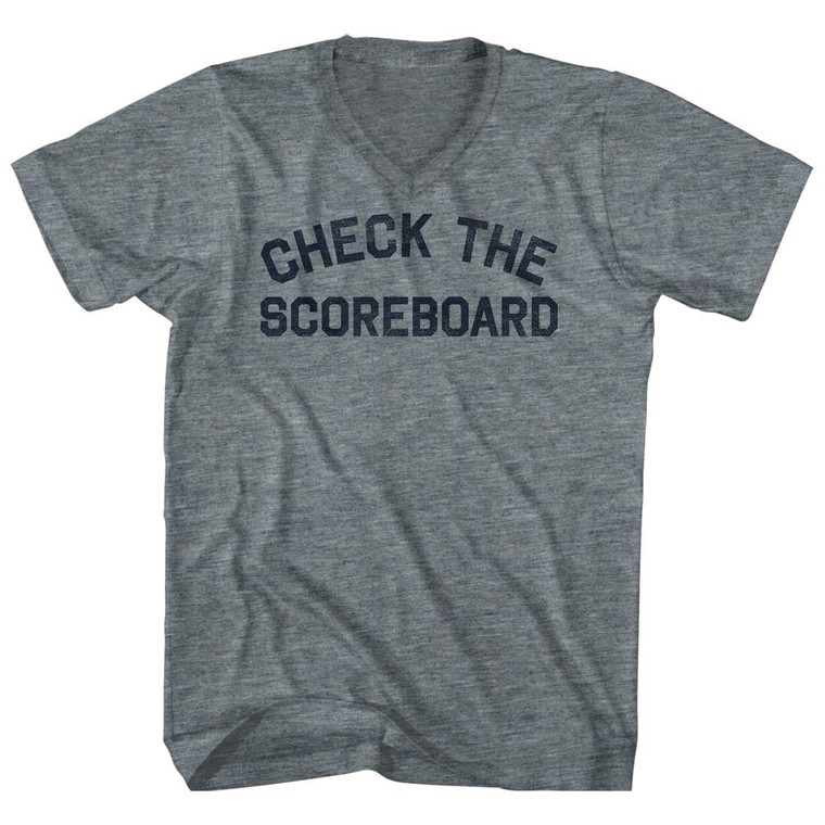 Check the Scoreboard Adult Tri-Blend V-neck T-shirt - Athletic Grey