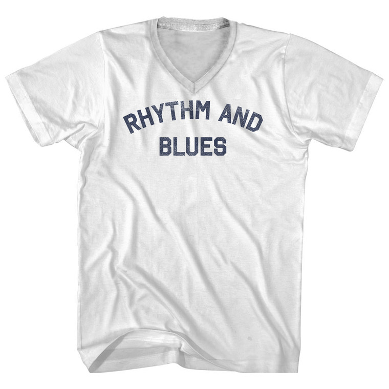 Rhythm and Blues Adult Cotton V-neck T-shirt - White