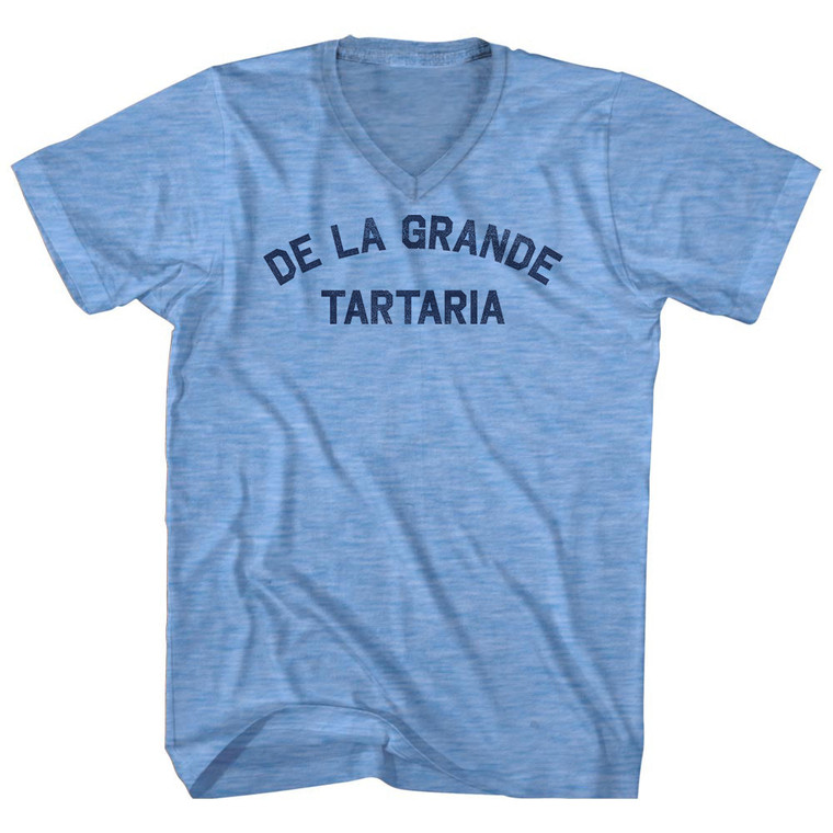De La Grande Tartaria Adult Tri-Blend V-neck T-shirt - Athletic Blue