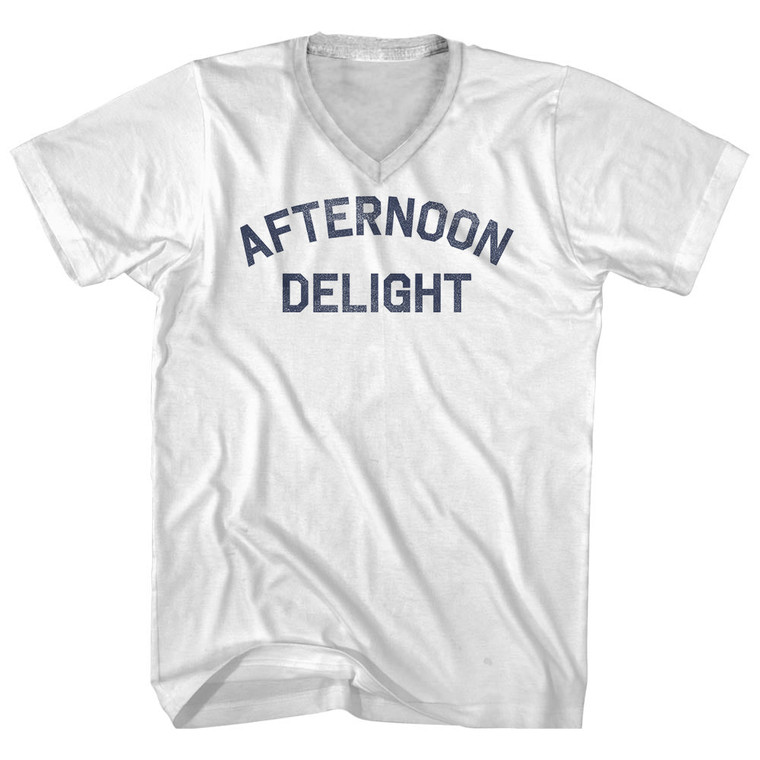 Afternoon Delight Adult Cotton V-neck T-shirt - White