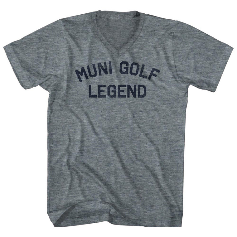 Muni Golf Legend Adult Tri-Blend V-neck T-shirt - Athletic Grey