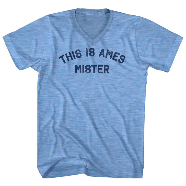 This Is Ames Mister Adult Tri-Blend V-neck T-shirt - Athletic Blue