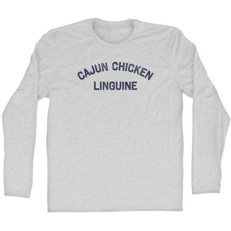 Cajun Chicken Linguine Adult Cotton Long Sleeve T-shirt - Grey Heather