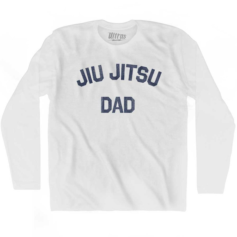 Jiu Jitsu Dad Adult Cotton Long Sleeve T-shirt - White
