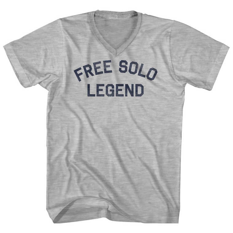 Free Solo Legend Adult Cotton V-neck T-shirt - Grey Heather