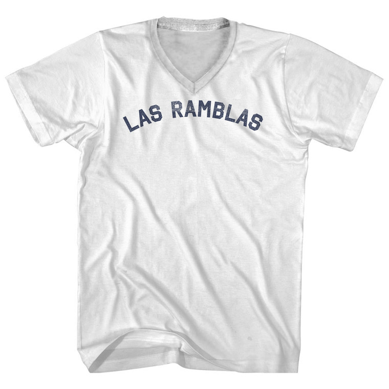 Las Ramblas Adult Cotton V-neck T-shirt - White