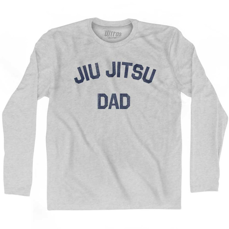 Jiu Jitsu Dad Adult Cotton Long Sleeve T-shirt - Grey Heather