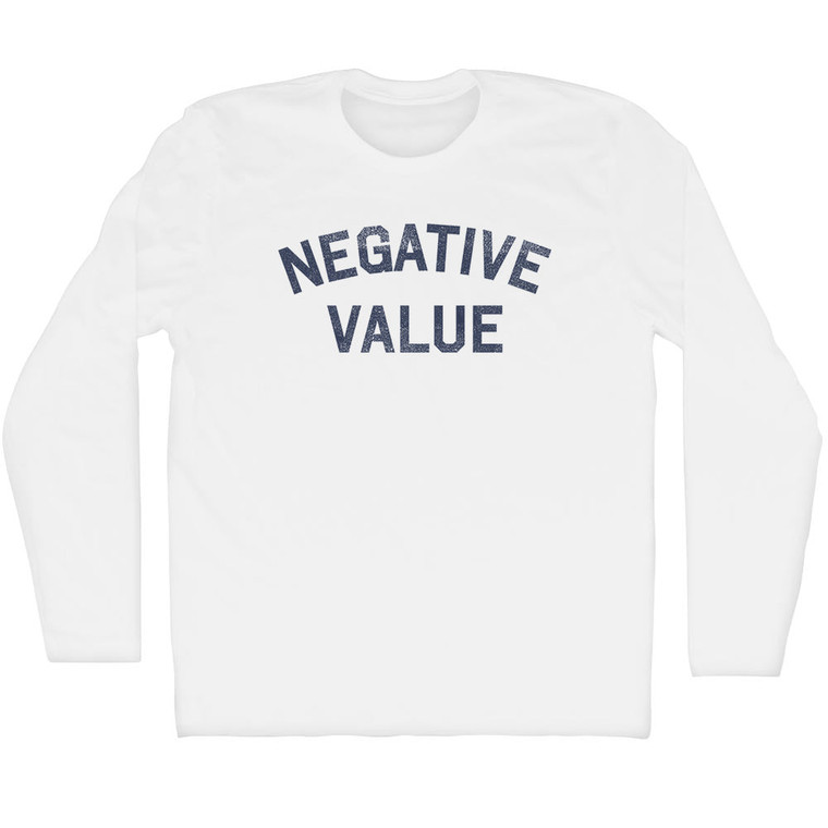Negative Value Adult Cotton Long Sleeve T-shirt - White