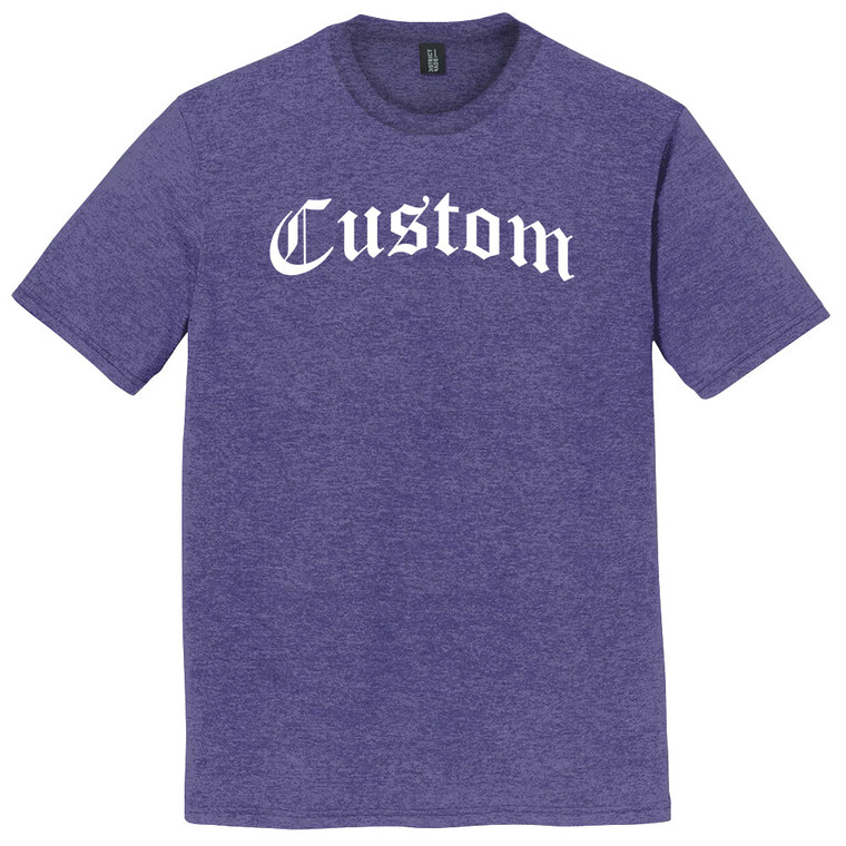 Custom Old English White Ink On Mens Tri-Blend DTG T-shirt - Purple Heather