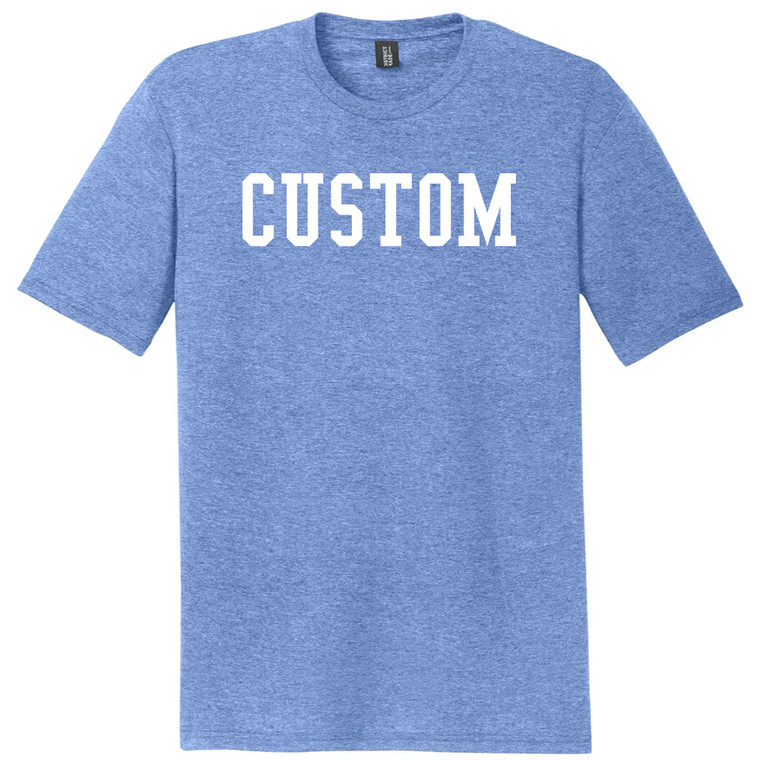 Custom Ruckus Font White Ink On Mens Tri-Blend DTG T-shirt - Denim Blue Heather